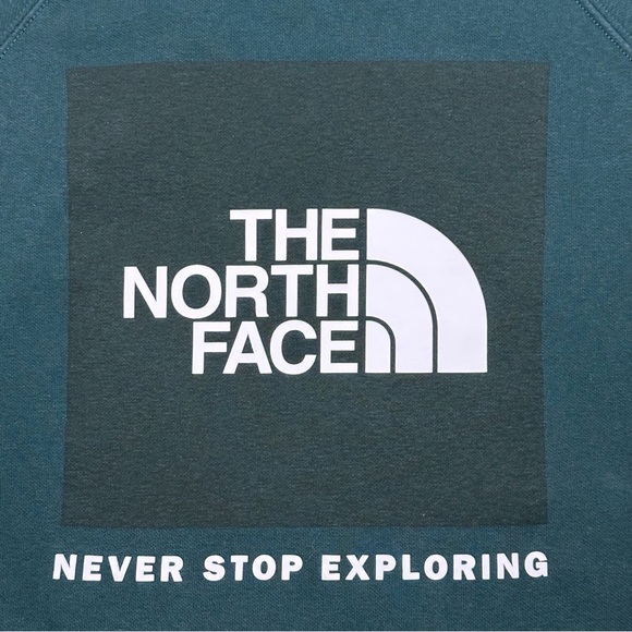 NORTH FACE forest green hoodie w/ white logo - size large - Picture 5 of 6